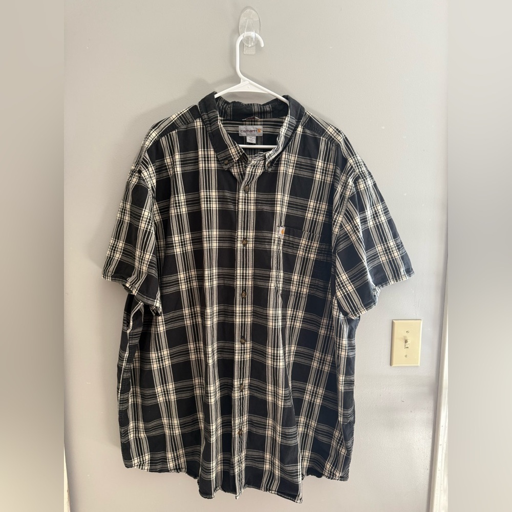 Carhartt Short Sleeve Relaxed Fit Button Down Shirt Men’s SZ 4XL Plaid Casual
